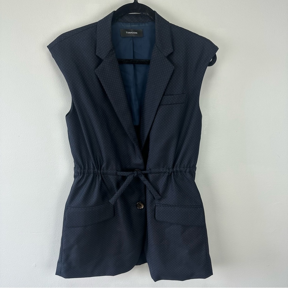 Thakoon Virgin Wool Silk Lined Drawstring Vest